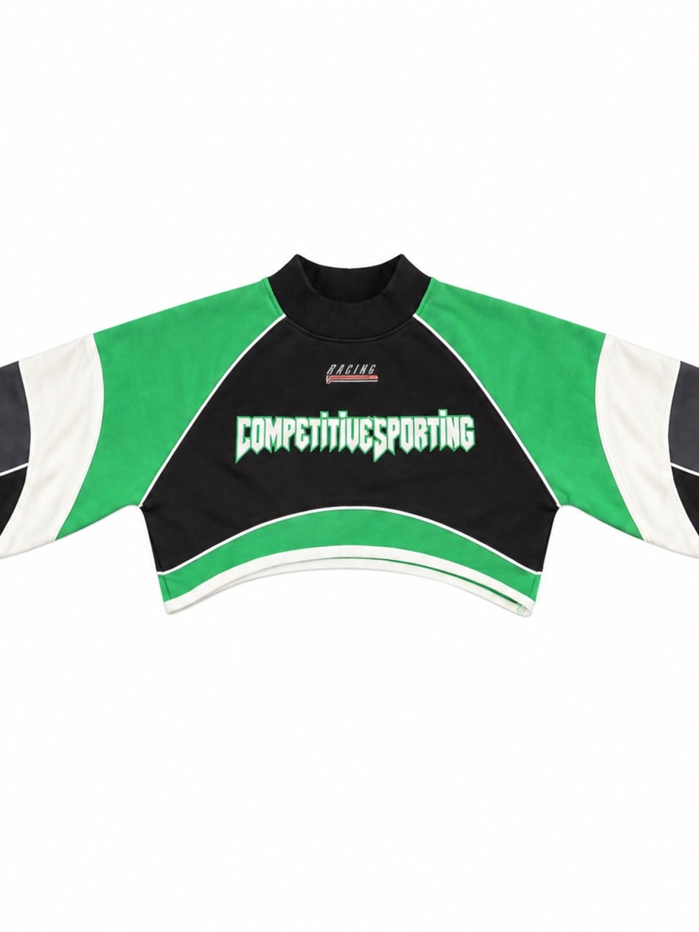 NWT Fashion Nova Competitive Edge Cropped Sweatshirt Green Black Small